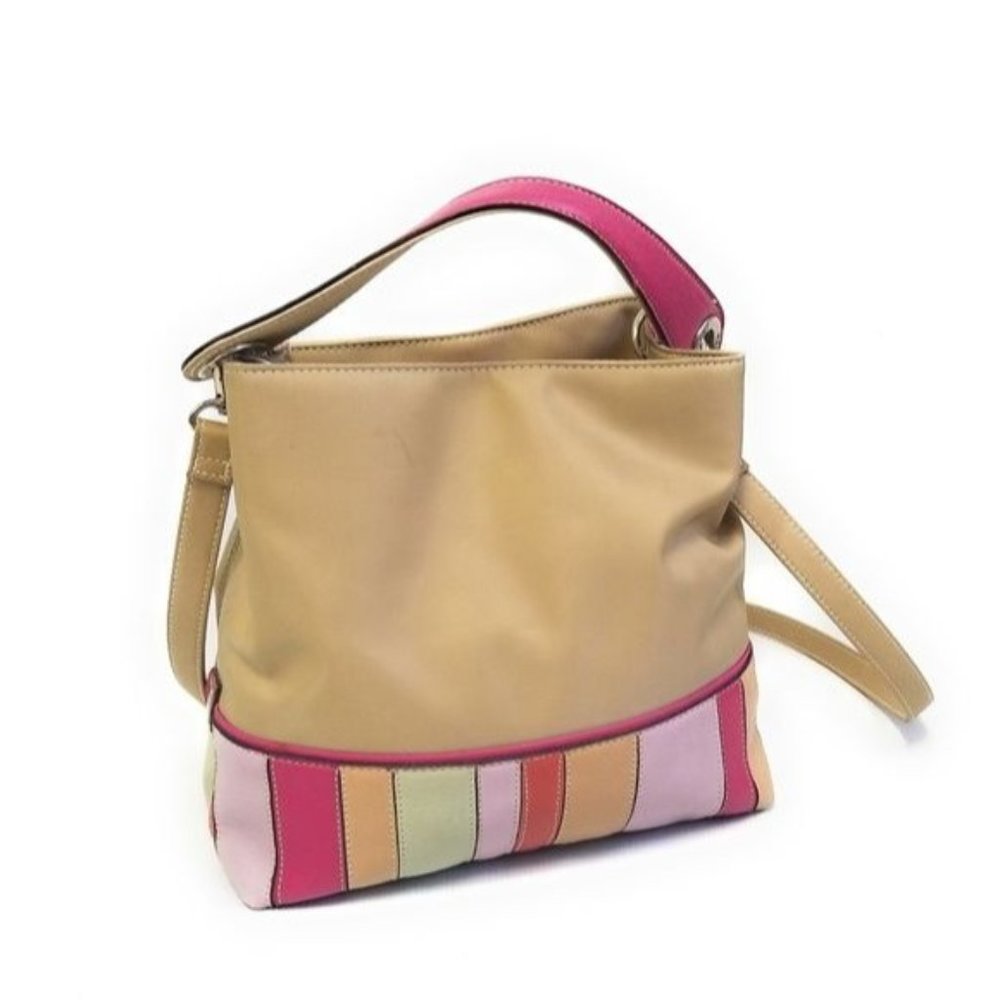 Tommy Hilfiger Vintage Tan‎ Bucket Bag Multicolored Bottom